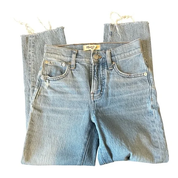 Madewell Women The Perfect Vintage Raw Hem Distressed Denim Blue Jeans Size 23P - Picture 3 of 7